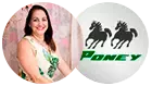 Foto de Vania e logo da Poney Turismo